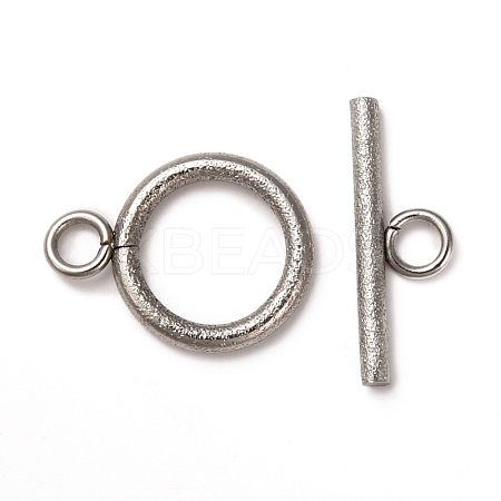 Tarnish Resistant 304 Stainless Steel Textured Toggle Clasps STAS-A048-01P-1