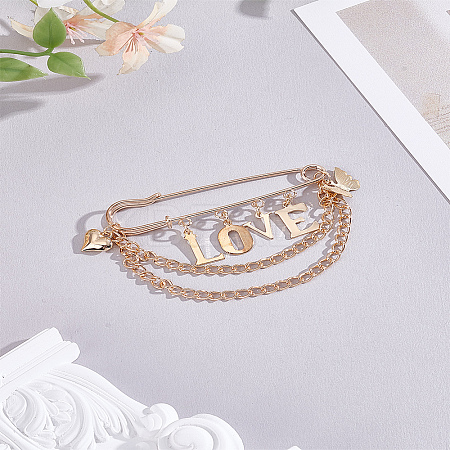 1Pc Alloy Hanging Chain Brooches JEWB-LP0004-23-1