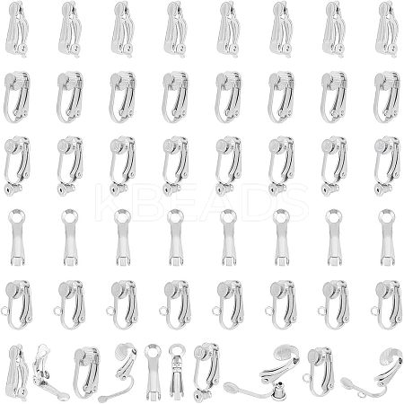 50Pcs 5 Style 201 & 304 Stainless Steel Clip-on Earring Converters Findings STAS-UN0038-19-1