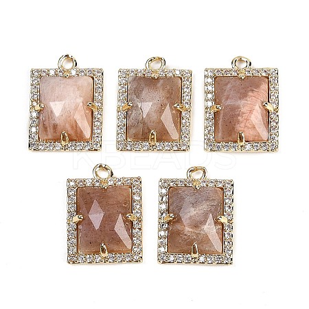Natural Sunstone Faceted Rectangle Pendants G-I375-05G-04-1