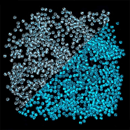 Glow in the Dark Luminous Transparent Glass Round Seed Beads LUMI-PW0004-006A-10-1