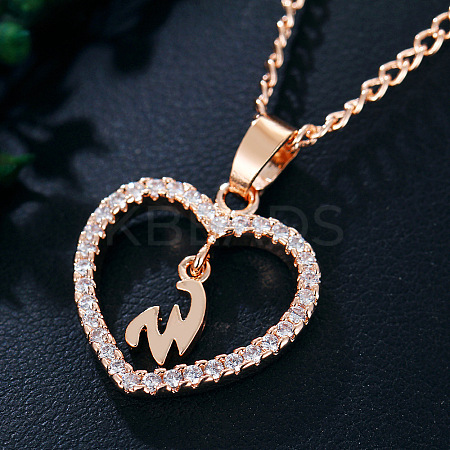 Alloy Crystal Rhinestone Heart with Initial Pendant Necklaces WGD4CFD-23-1