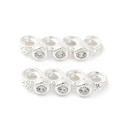 Rack Plating Brass Pave Clear Cubic Zirconia Spacer Bars KK-B088-11C-S-1