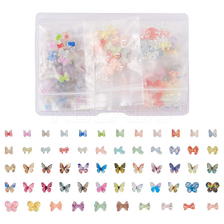 1 Box 195Pcs 21 Colors 3D Butterfly Resin Cabochons MRMJ-PJ0001-04-1