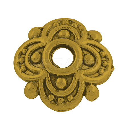 4-Petal Tibetan Style Alloy Flower Bead Caps LS-TIBE-S222-AG-RS-1