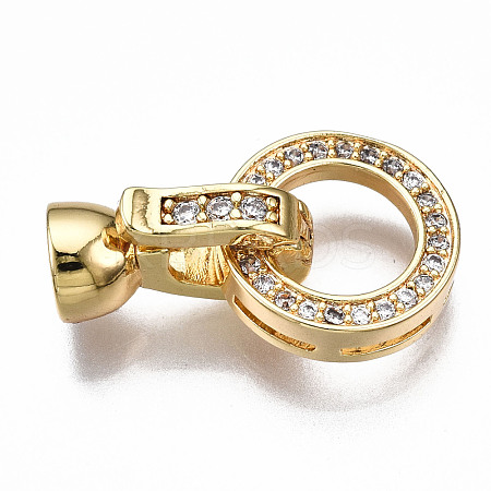 Brass Micro Pave Clear Cubic Zirconia Fold Over Clasps KK-T063-60G-NF-1