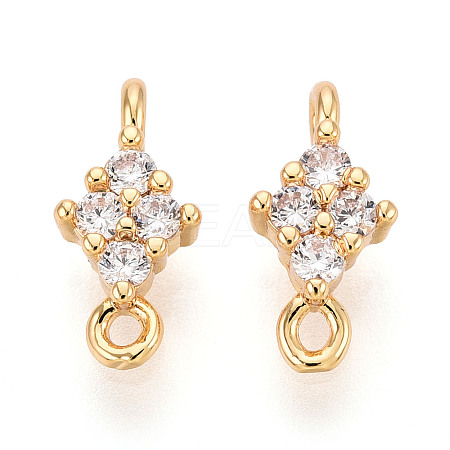 Brass Pave Clear Cubic Zirconia Connector Charms KK-T078-03G-01-1