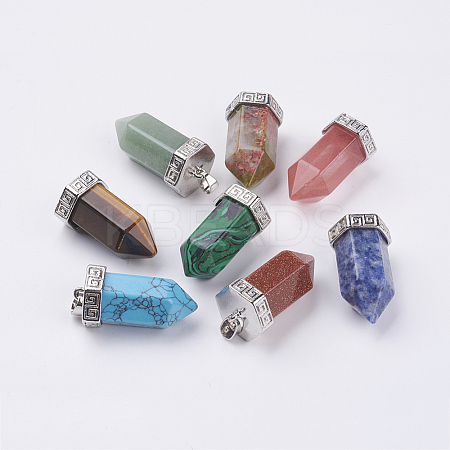 Natural/Synthetic Mixed Stone Pointed Pendants G-E442-03-1