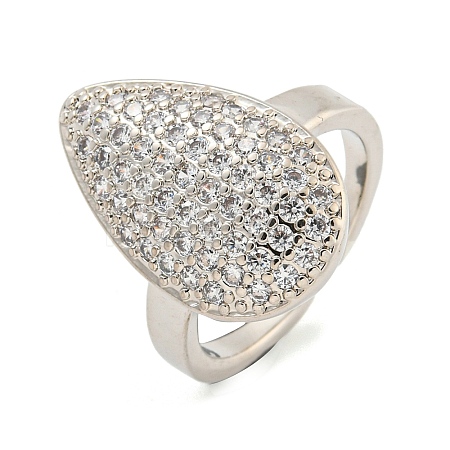 Real Platinum Plated Brass Micro Pave Clear Cubic Zirconia Cuff Rings RJEW-L113-018P-03-1