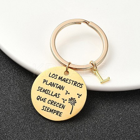 201 Stainless Steel & Brass Letter Keychain KEYC-YW00095-12-1