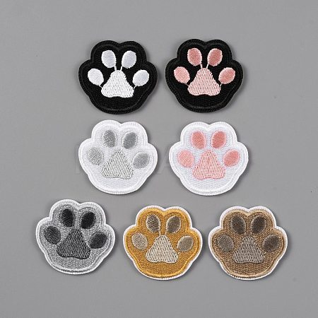 Dog Paw Print Polyester Embroidery Sew on/Self-Adhesive Patches DIY-TAC0025-03-1
