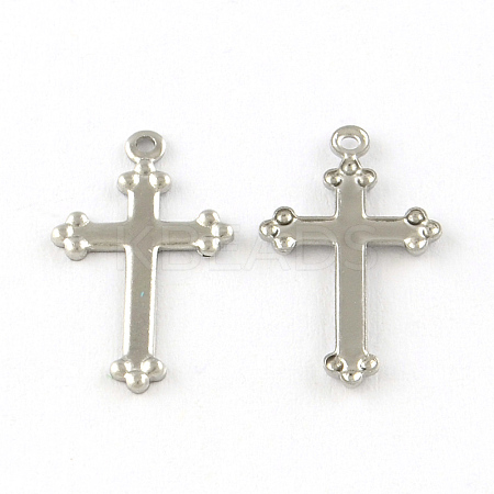 Tarnish Resistant Cross 201 Stainless Steel Pendants STAS-R075-19-1