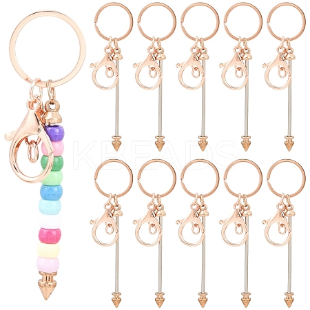 10Pcs Alloy Bar Beadable Keychain for Jewelry Making DIY Crafts KEYC-YW0001-29RG-1