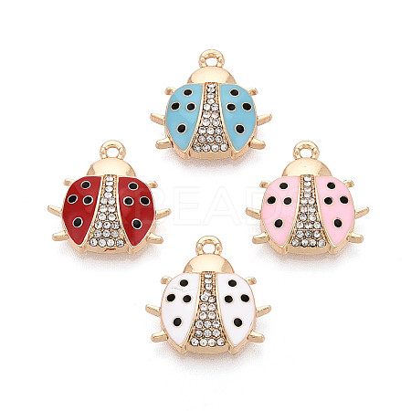 Rack Plating Alloy & Rhinestone & Enamel Pendants ENAM-T024-02M-G-1