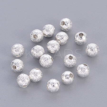 Brass Textured  Round Beads X-KK-EC247-S-NF-1