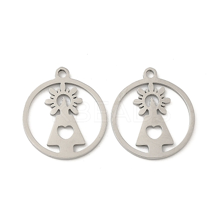 201 Stainless Steel Laser Cut Pendants STAS-P428-10P-03-1