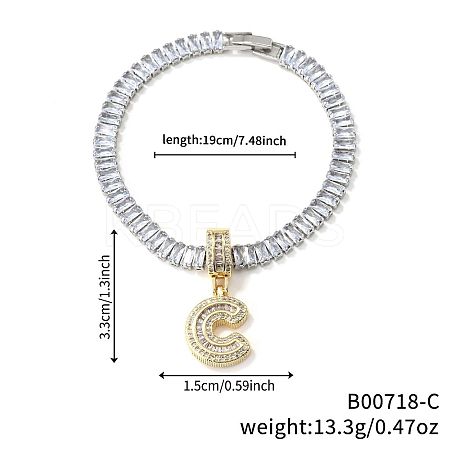 Fashionable Brass Micro Pave Clear Cubic Zirconia Charm Bracelets LS-AF9298-3-1