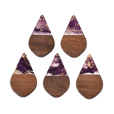 Transparent Resin and Walnut Wood Pendants RESI-T057-06H-1