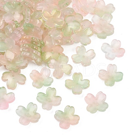 Two Tone Transparent Glass Bead Caps GLAA-Z020-02E-1