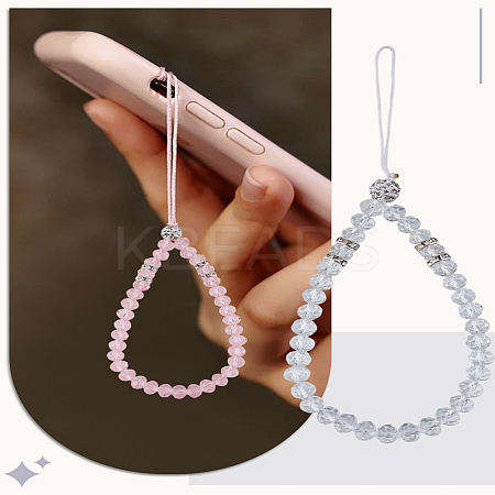 3Pcs 3 Colors Glass & Rhinestone Beaded Phone Hand Strap Chains AJEW-LP0001-15-1
