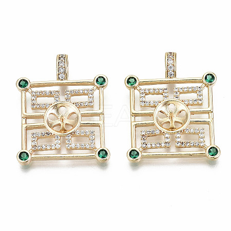 Brass Micro Pave Clear Cubic Zirconia Peg Bails Pendants KK-S356-193G-NF-1