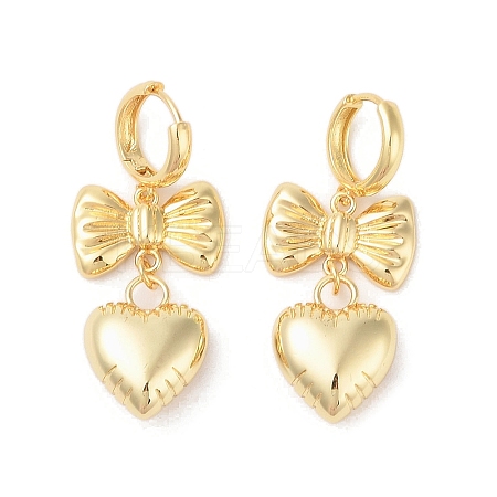 Bowknot Brass Hoop Earrings for Women EJEW-S231-03G-02-1