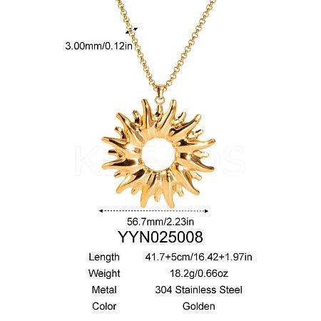 Vintage 304 Stainless Steel Sunflower Pendant Necklaces for Women KZ0138-2-1