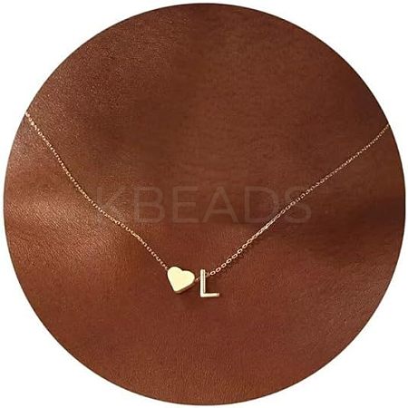 Simple Style Adjustable 316L Surgical Stainless Steel Heart and Initial Pendant Necklaces for Women WG95AEF-12-1