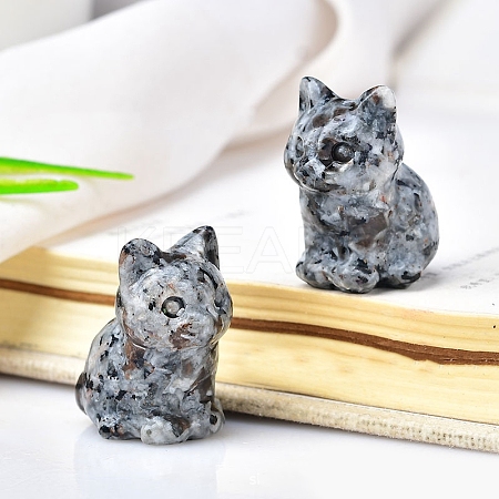 Natural Syenite Carved Healing Cat Figurines PW-WG98432-10-1