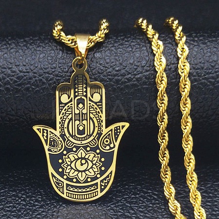 304 Stainless Steel Enamel Necklaces NJEW-Q338-02G-1
