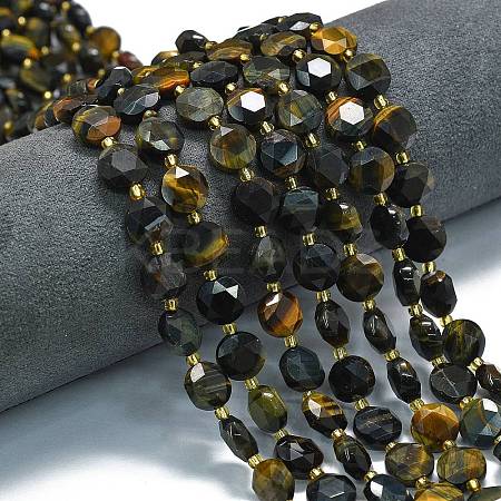 Natural Yellow Blue Tiger Eye Beads Strands G-C116-A124-01-1