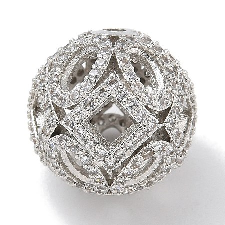 Rack Plating Brass Micro Pave Cubic Zirconia Beads KK-L224-019P-1