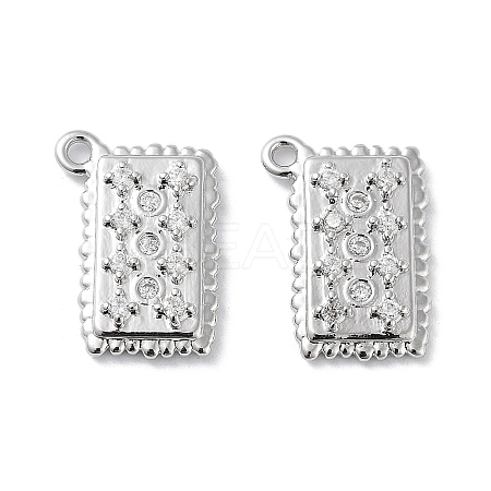 Brass Micro Pave Clear Cubic Zirconia Charms KK-F871-37P-1