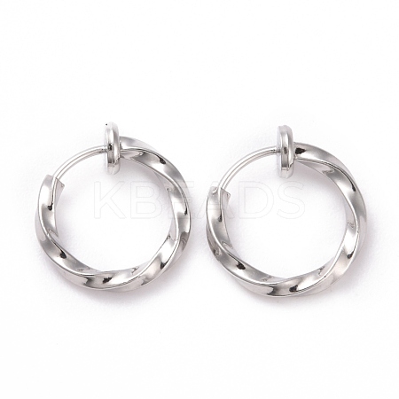 Electroplated Brass Twisted Tubular Hoop Earrings for Women EJEW-G299-01B-P-1