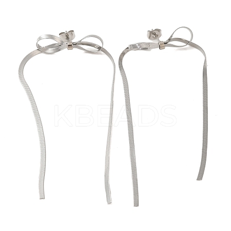 Non-Tarnish Bowknot 304 Stainless Steel Earrings for Women EJEW-U003-23P-1