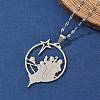 201 Stainless Steel Hollow Star with Prayer Pendant Necklaces for Ramadan & Eid Mubarak NJEW-D318-04P-2