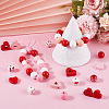 Valentine's Day Spray Painted Natural Wood Beads WOOD-SP0001-26-4
