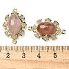 Natural Strawberry Quartz Faceted Oval Connector Charms G-G181-06G-05-3