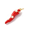 Brass Micro Pave Cubic Zirconia & Enamel Pendants KK-Q098-35G-A-2