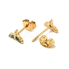 Ion Plating(IP) Rhinestone Whale Tail Shape Stud Earrings with 316 Surgical Stainless Steel Pins EJEW-A081-07G-3