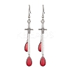 Teardrop with Sword Alloy Dangle Earrings EJEW-JE06311-2