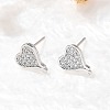 Heart Brass Micro Pave Cubic Zirconia Ear Studs EJEW-D304-35G-5