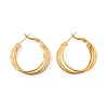 Brass Triple Hoop Earrings for Women EJEW-U055-01G-2