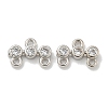 Rack Plating Brass Clear Cubic Zirconia Triple Flat Round Chandelier Component Links KK-L224-091P-1