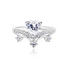 Rhodium Plated 925 Sterling Silver Micro Pave Cubic Zirconia Finger Rings for Women WG9CD14-03-5