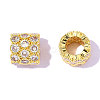 Flower Brass Clear Cubic Zirconia European Beads KK-OY001-05G-2