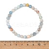 6MM Natural Aquamarine Round Beaded Stretch Bracelets BJEW-JB14423-4
