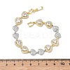 Heart Micro Pave Clear Cubic Zirconia Link Chain Bracelets for Women BJEW-C156-08B-GP-4