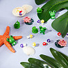 66Pcs 6 styles Resin Frog & Lotus & Mushroom Ornaments DJEW-GF0001-61-4