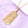 Texture Rectangle with Cross 304 Stainless Steel Pendant Necklaces NJEW-H059-12G-2